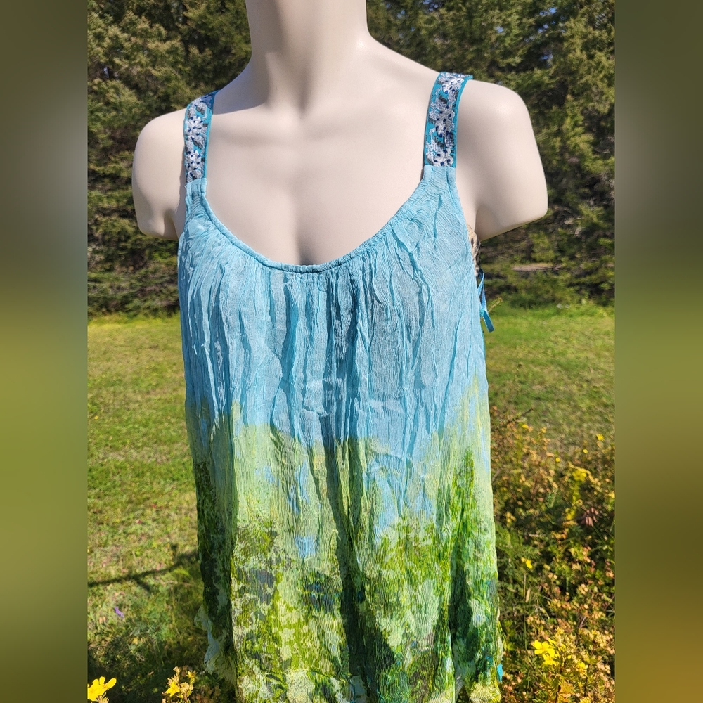 "Ocean Blue Green" FREE PEOPLE Blue and Green Tank Top